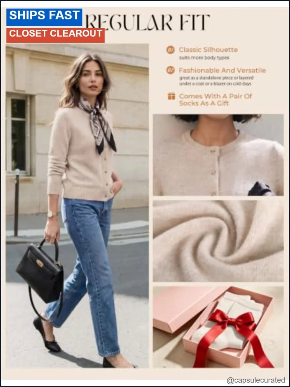 Merino Wool Cashmere Blend Button Front Cardigan Ribbed Knit Sweater